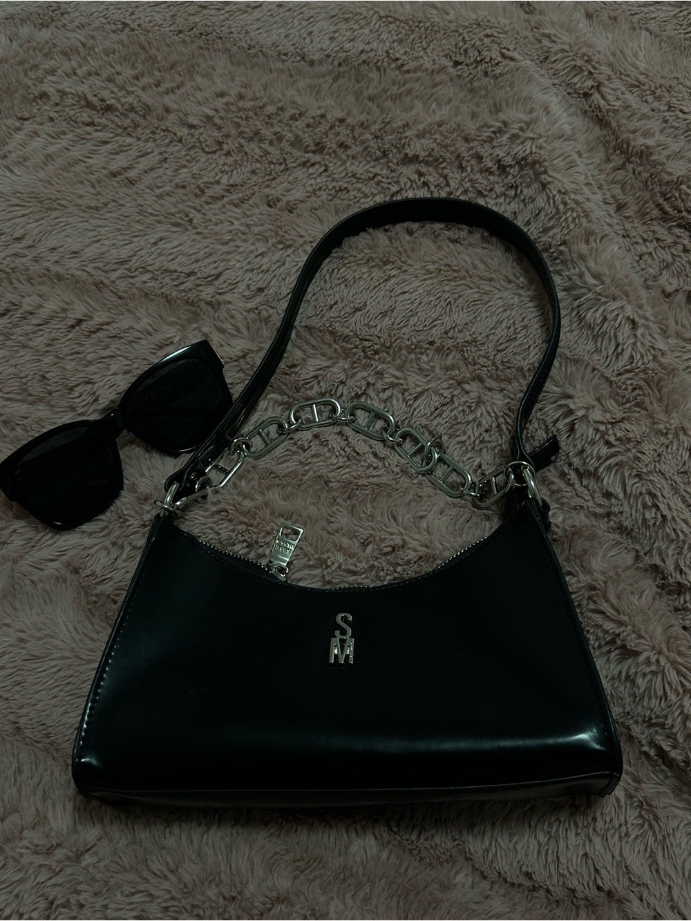 Steve Madden Black Mini Chain-Handle Shoulder Bag